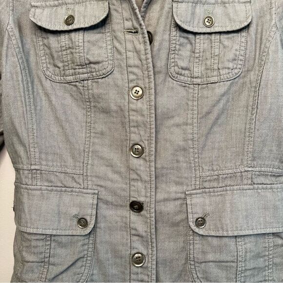 Caslon Cotton Khaki Green Quarter Sleeve Jacket Trench Coat Blazer Size M - Picture 3 of 15